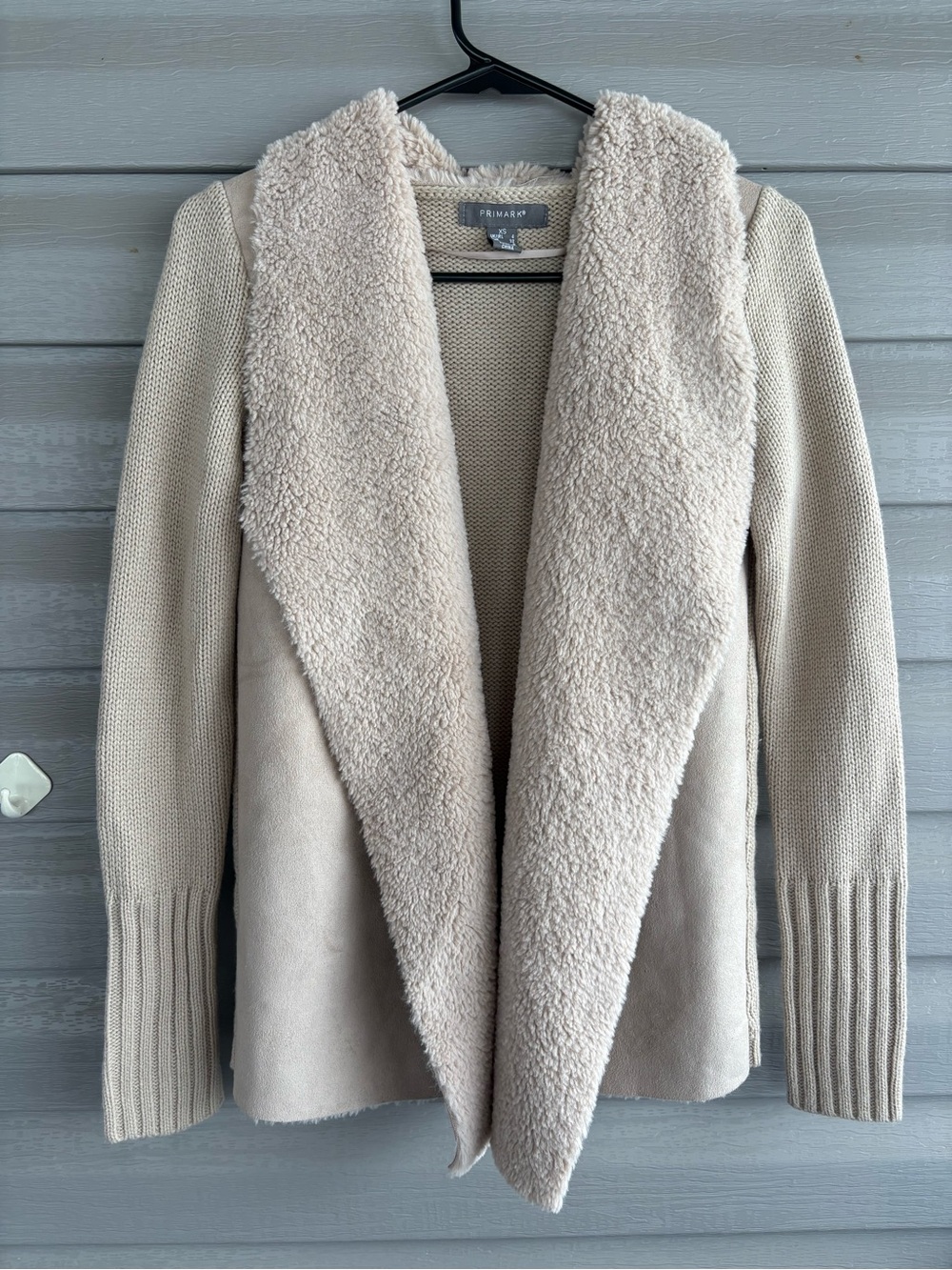 Primark Cream Open Sherpa-Trim Cardigan